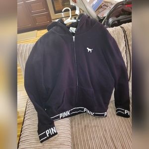 Vs love pink black zip up (fits large)
